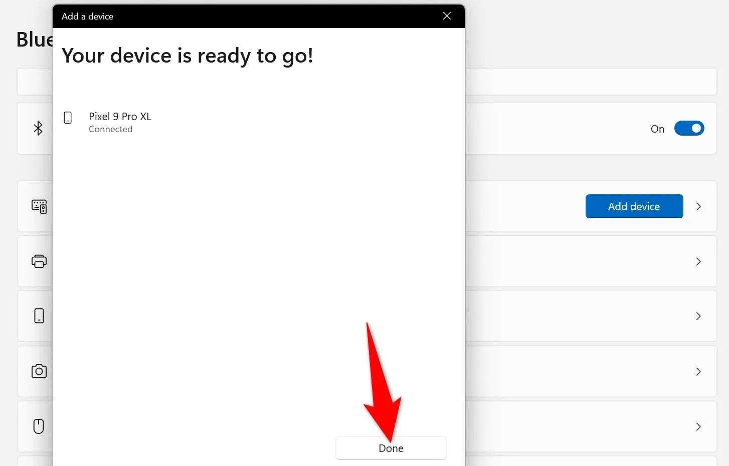 Thông báo thiết bị Bluetooth đã được ghép nối thành công trên Windows 11