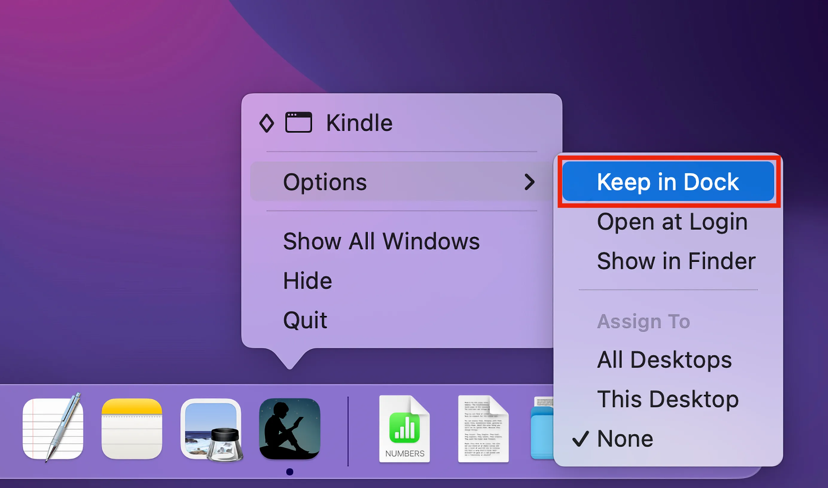 Tùy chọn &quot;Keep in Dock&quot; để giữ ứng dụng trên thanh Dock của macOS